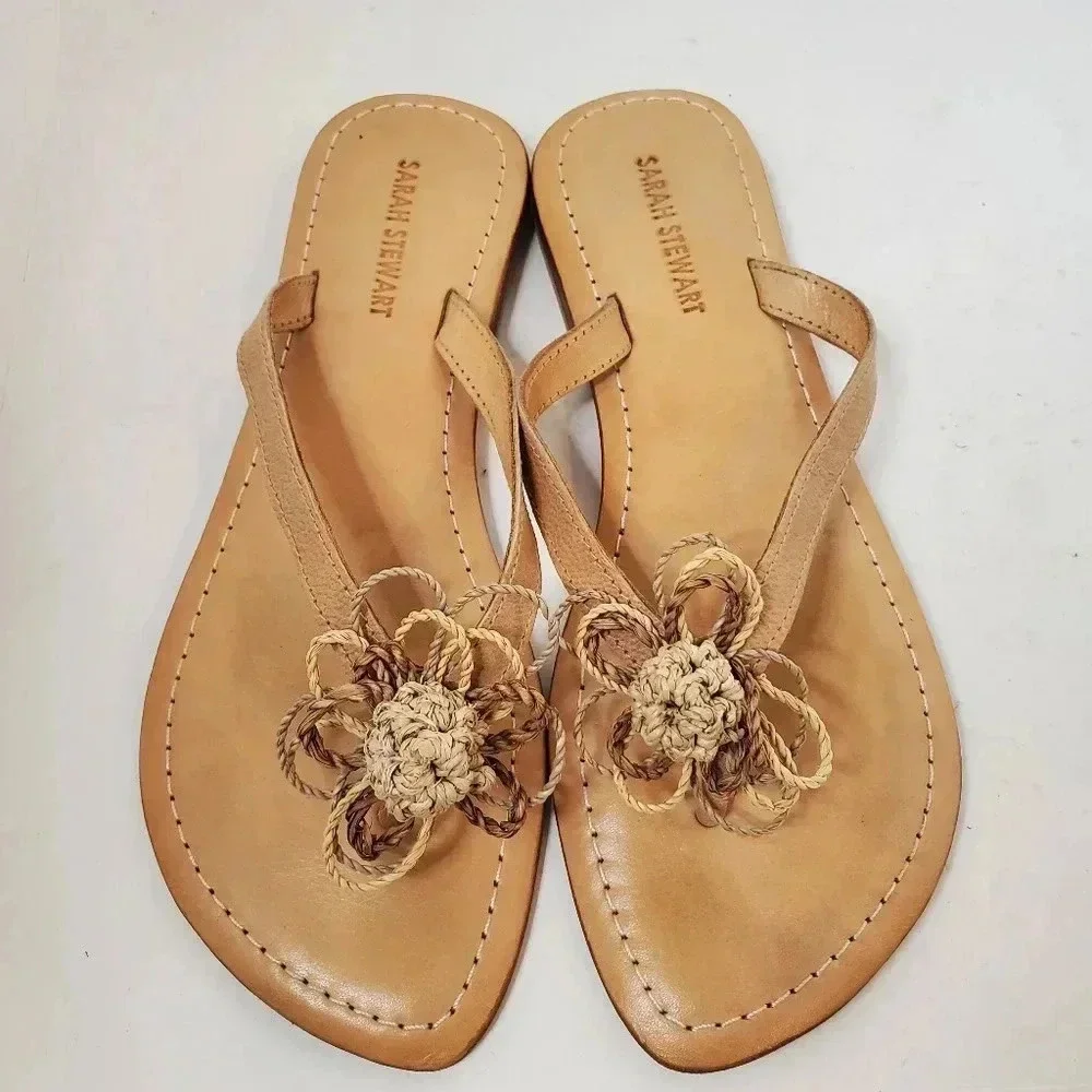 Sara Stewart Brown Daisy Sandals Size 8